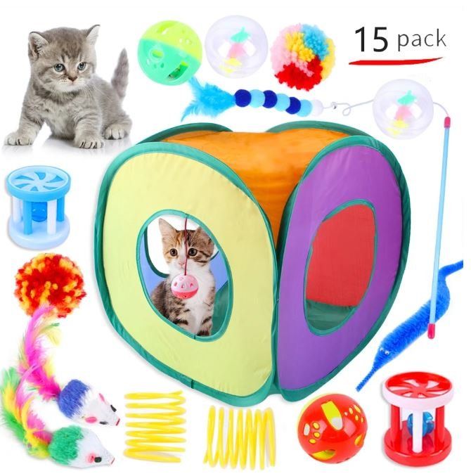 Giocattoli: Katzenspielzeug Set 15- teilig – Nuovo e nell'imballaggio originale da Meisterschwanden venduto da Codys-Shop
