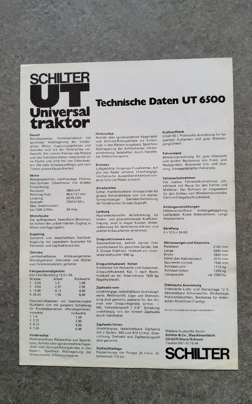 Schilter Documents: Schilter UT 6500 – D'occasion à Holziken par douglas70 1