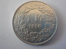 1 Fr. 1936 silber  rar gute Erhaltung