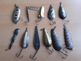 Alte antike vintage Blinker, Löffel, Spinner, Mepps