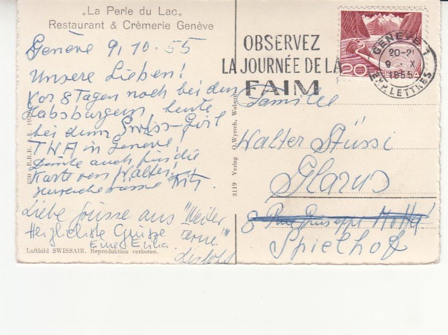 Ansichtskarten: Genève La Perle du Lac 1955 – Gebraucht aus Bürglen TG von StampGraf 1