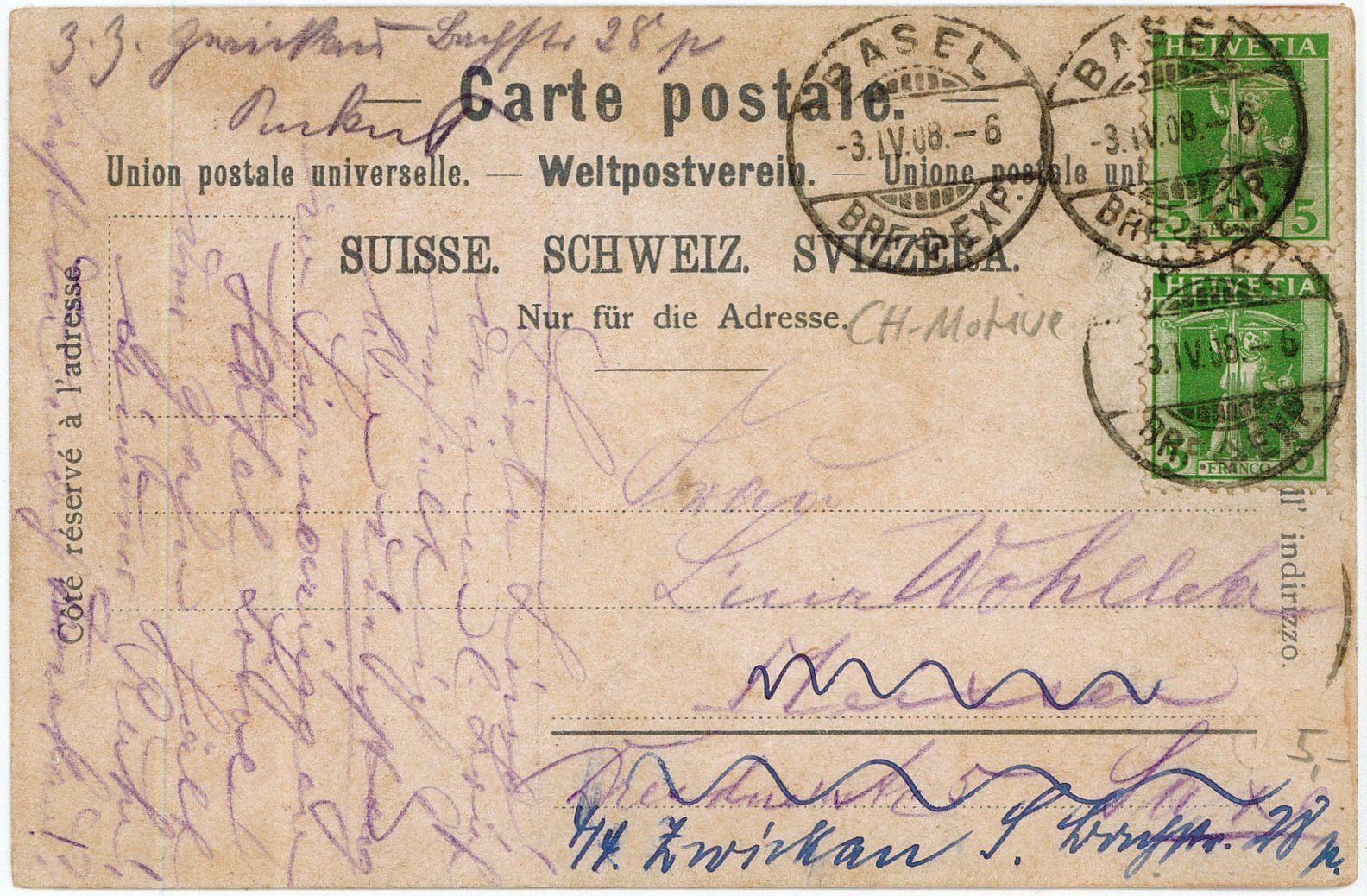 Cartoline postali: L 151 HELVETIA MIT KANTONSWAPPEN 1908 – Usato da Fribourg venduto da philafri 1