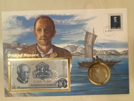 Banknotenbrief mit Münze - Norwegen 