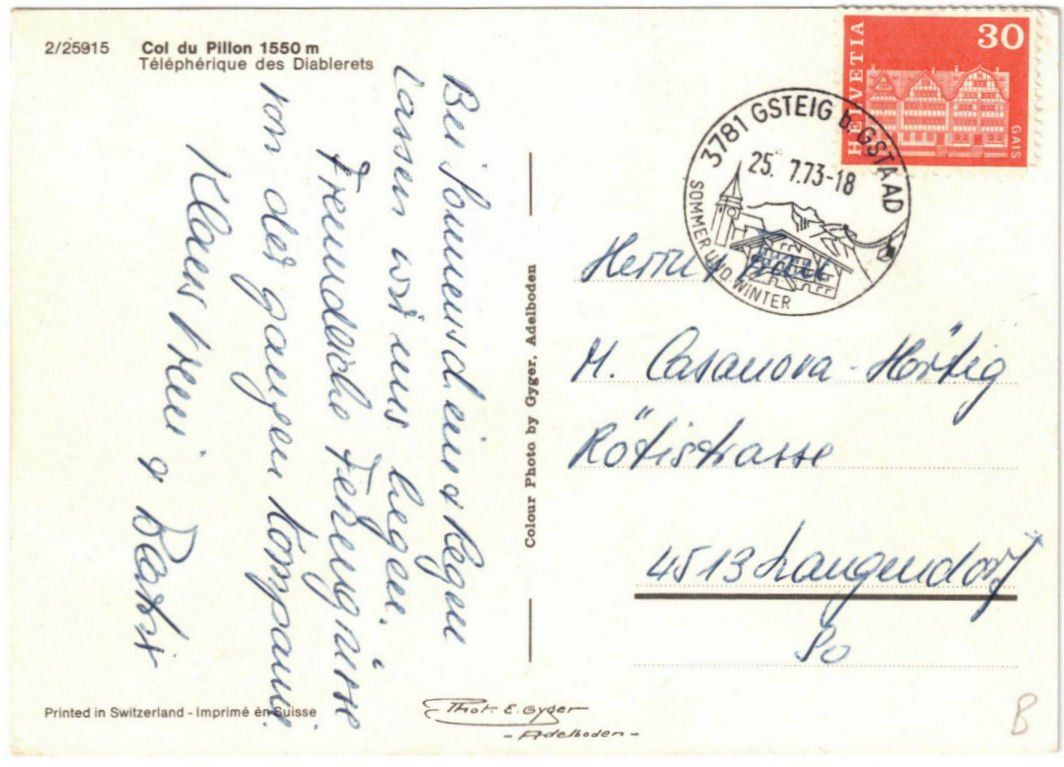 Cartoline postali: Col du Pillon - Télècabine / Gondelbahn – Usato da Binningen venduto da Mountainrider 1