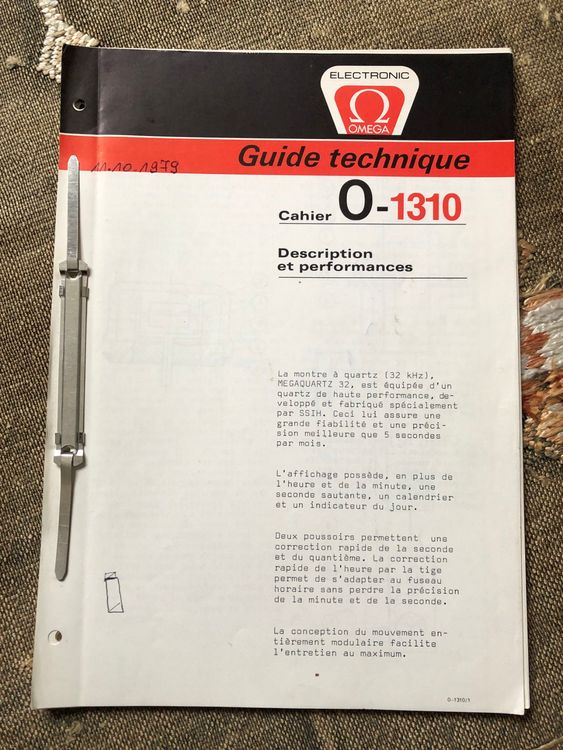 OMEGA Guide Technique Kaliber 1310 OMEGA ELECTRONIC 1979 (Gebraucht) in ...