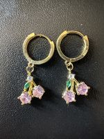 Boucles d’oreilles cerises zircons – Argent 925 plaqué or