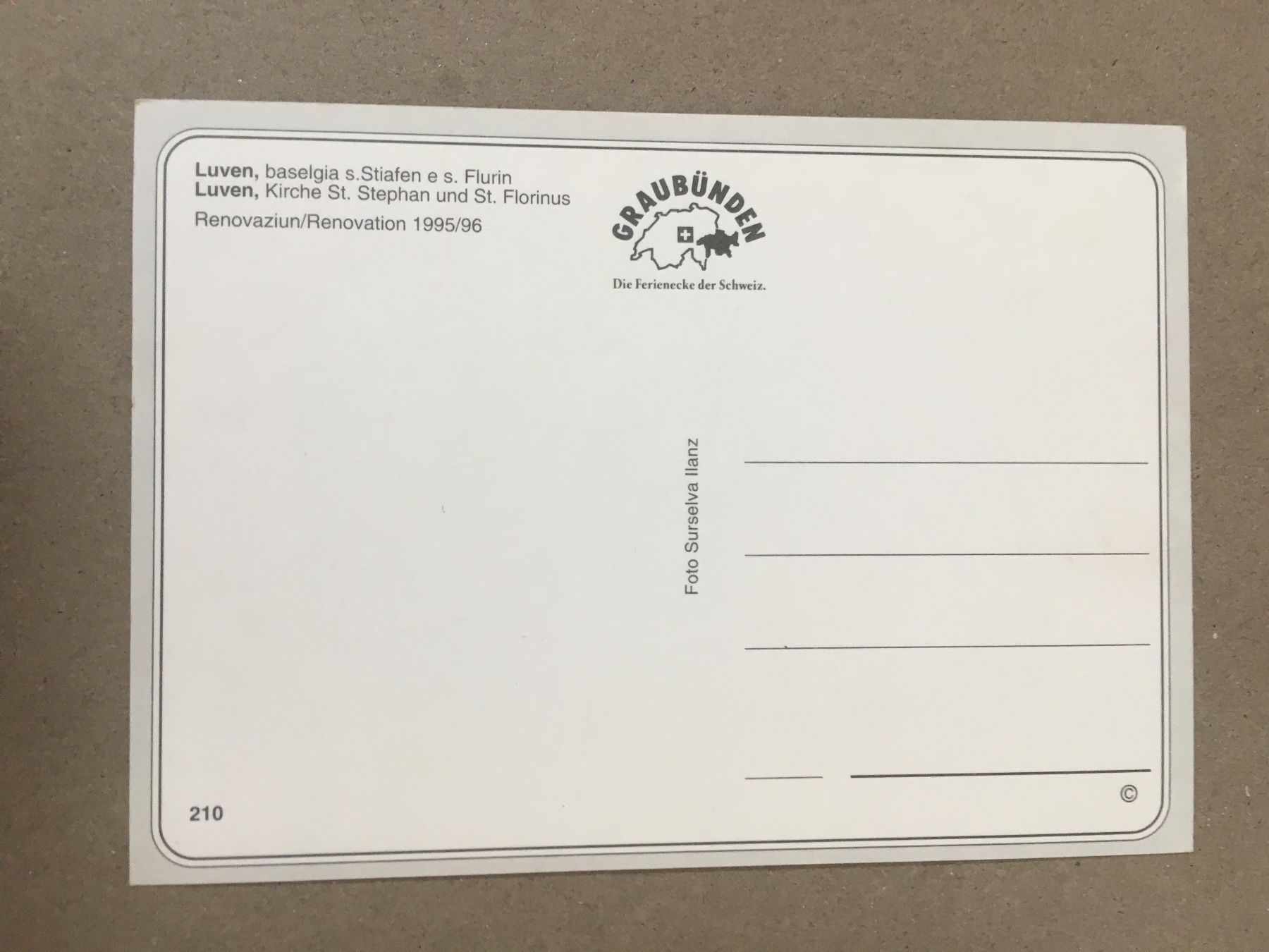 Cartes postales: AK Luven Graubünden Kirche St.Stephan St.Florinus – D'occasion à Küttigen par Melisch1000 1