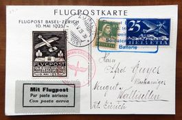 FLUGPOST BASEL - ZÜRICH 1925