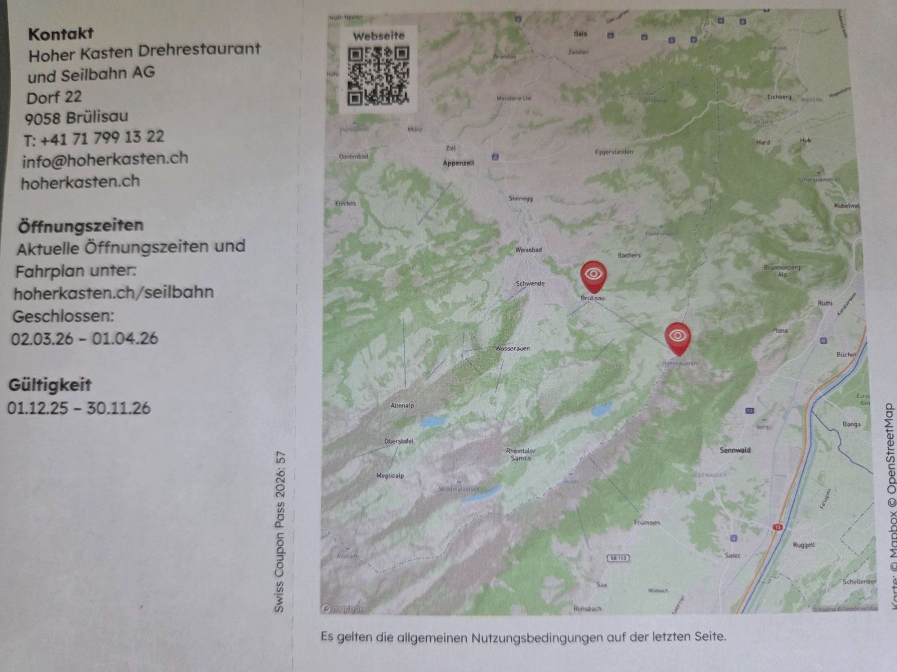 Gutscheine: Hoher Kasten 2für1 – Neu und originalverpackt aus Oberlunkhofen von Nunziogogo 1