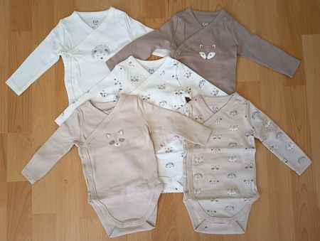 5 Wickelbodys Gr. 68 Waldtiere von C&A NEUWERTIG