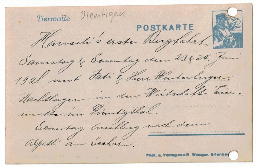 Cartoline postali: Diemtigen, Tiermatte, datiert 1928 – Usato da Frauenfeld venduto da POML 1