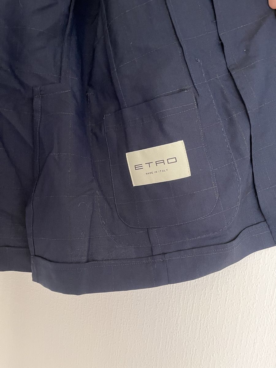Etro Jacken: Etro Blazer Navy Check Pattern Double Breasted Size 48 – Gebraucht aus Lausanne von Danash 2