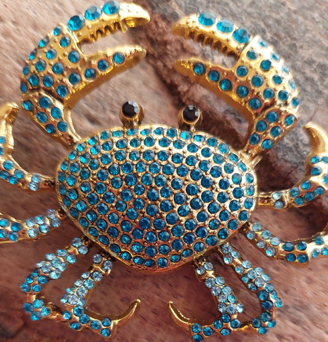 Broschen & Nadeln: Brosche Krebs - Strass blau / türkis – Neu (gemäss Beschreibung) aus Oberwil BL von Hunajakakku 5