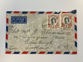 1947 Tonga Togo Pair of 1/- Shilling Stamp on Airmal Cover