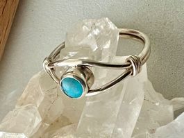 Vintage Ring 800 Silber +MPze Türkis handgefertigt Gr. 51