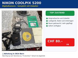  Nikon Coolpix 5200  Digitalkamera mit komplettem Zubehör