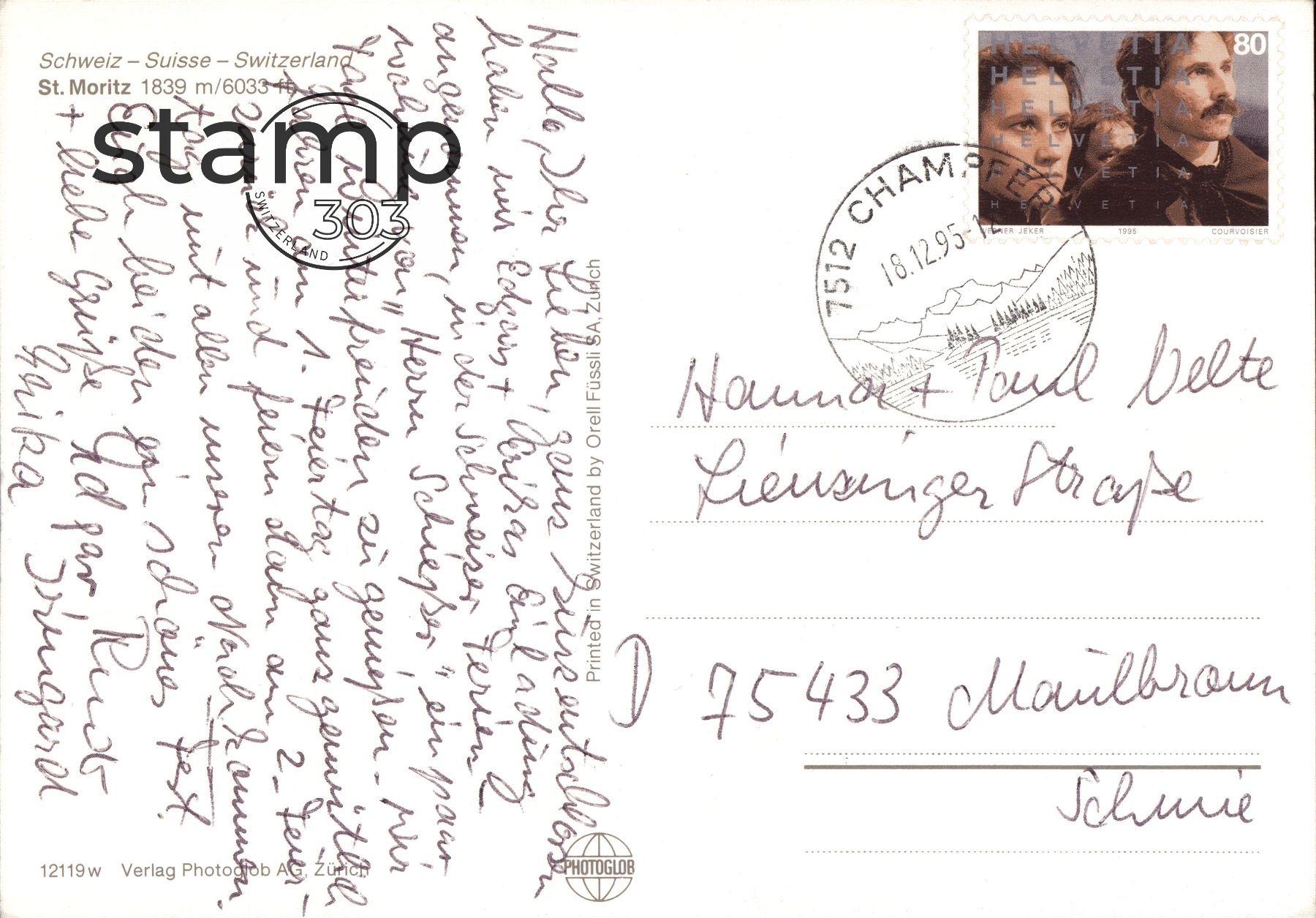Cartes postales: 1995 AK St. Moritz - Pferdeschlitten – D'occasion à Eggersriet par stamp303 1