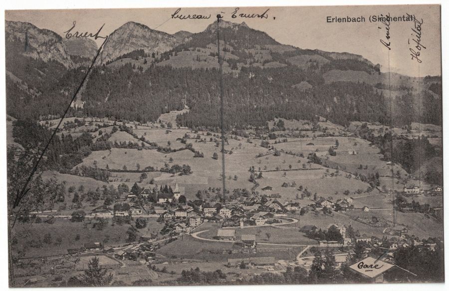 Cartoline postali: Erlenbach (Simmental), geschätzt 1920 – Usato da Frauenfeld venduto da POML