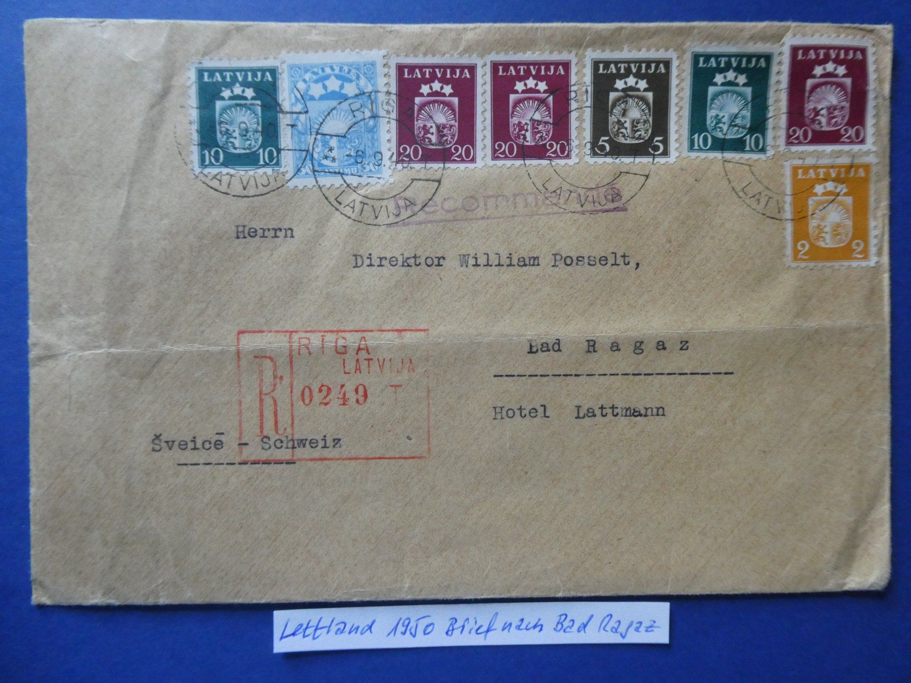 Alle Briefmarken: Lettland 1950 Brief nach Bad Ragaz – Gebraucht aus Lausen von Herbamare01