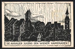 Aarau, Ortsansicht mit Kirche, Gruss der