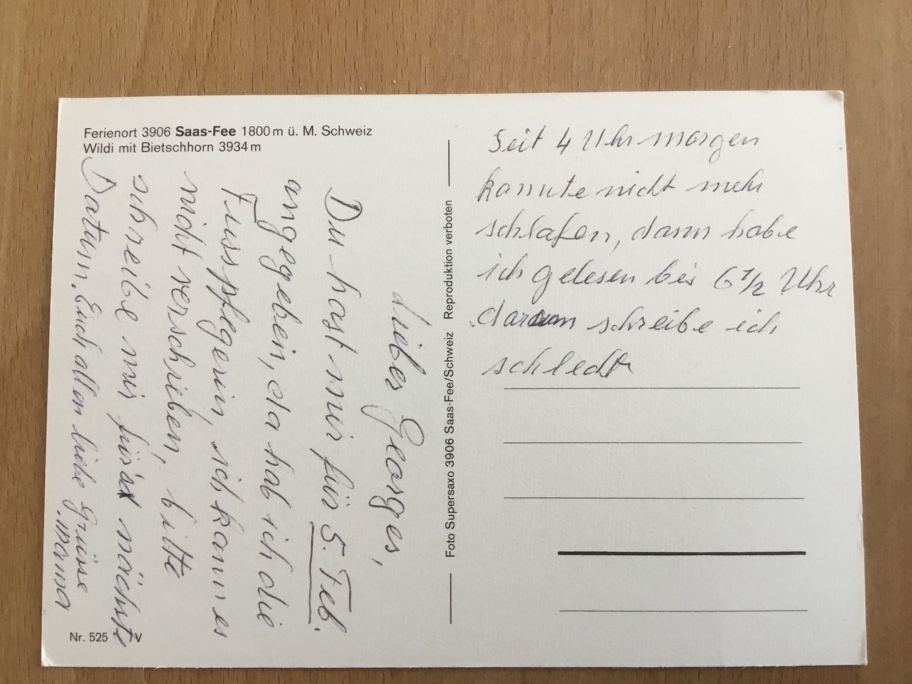 Cartoline postali: Alte Ansichtskarte Saas-Fee – Usato da Kerzers venduto da Georges3210 1