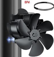 Ofenventilator 6 Blatt Kamin Lüfter magnetisch + Thermometer