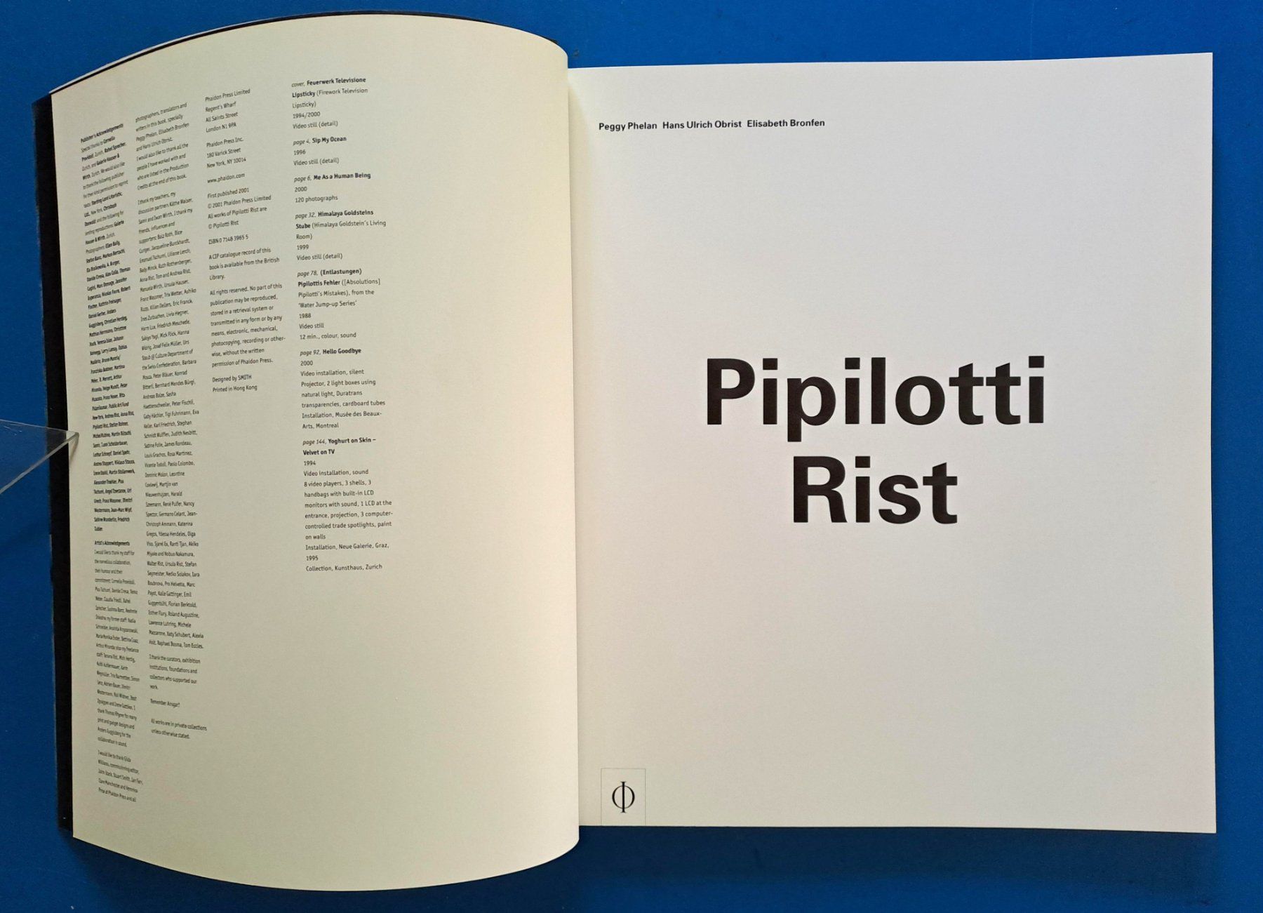 Libri: PIPILOTTI RIST Erstausgabe 2001 Phaidon TOP – Usato da Zürich venduto da archiphil 1