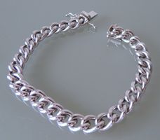Rhodinierte Silber 835 Panzer Armband 19 cm / 8 mm