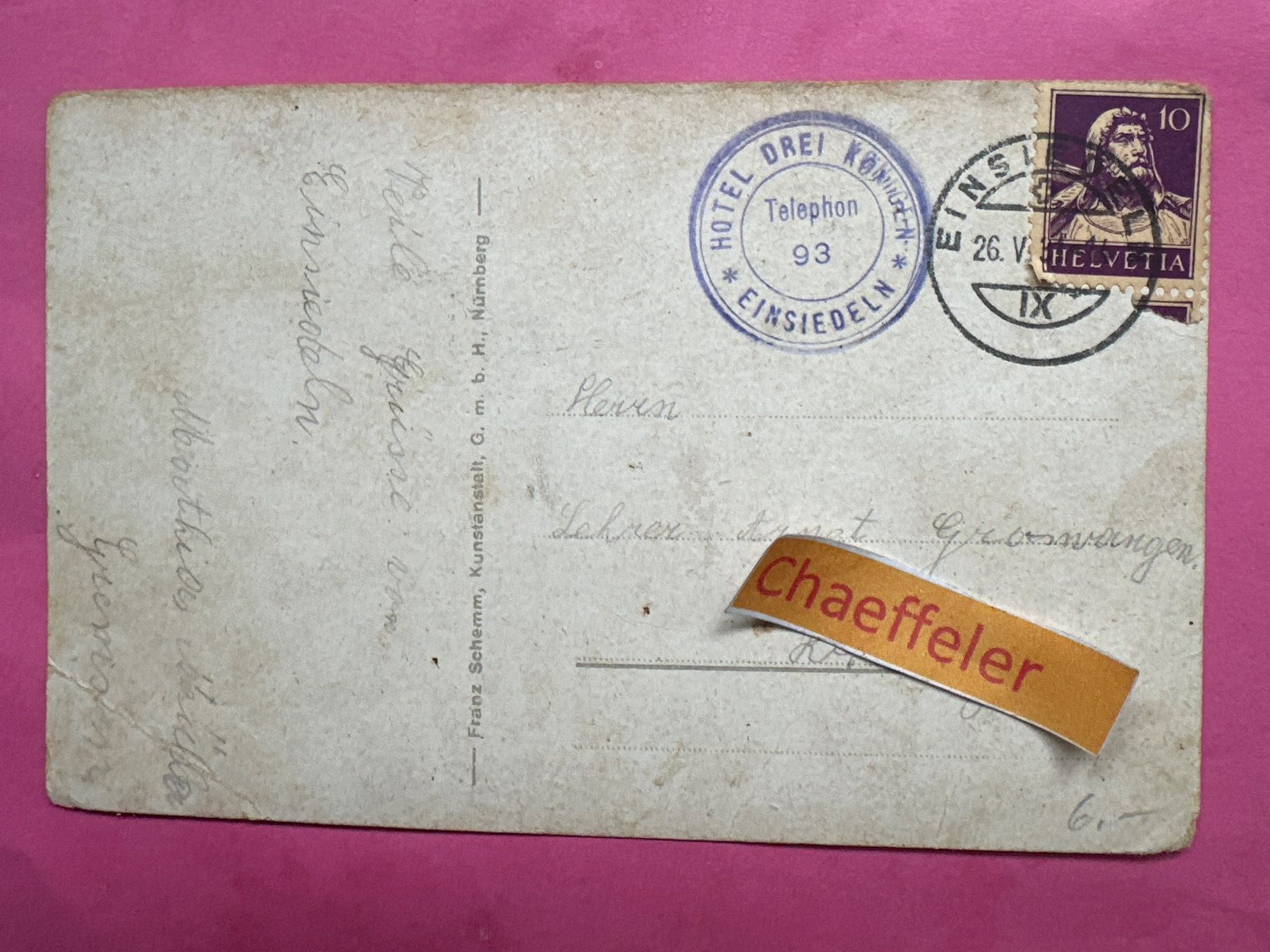 Cartoline postali: 1931 Einsiedeln – Usato da Zürich venduto da Chaeffeler 1
