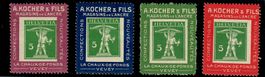 1909 Kocher-Marken, Satz Tellknabe Type I grün, 2a - 2d