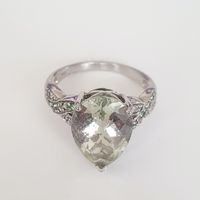 Damenring, Ring aus 925 Silber, Grün Amethyst, Gr. 17,4 mm