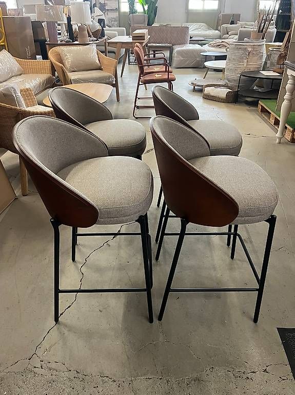 Kave Home Hocker: Kave Home Barhocker Eamy Stoff hellbraun Eschenfurnier – Neu (gemäss Beschreibung) aus Zollikofen von uniqueroom 3