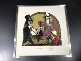⭐ Jürg Hügi 74, „Das Malheur“, Bild Clowns Serigraphie Lanz