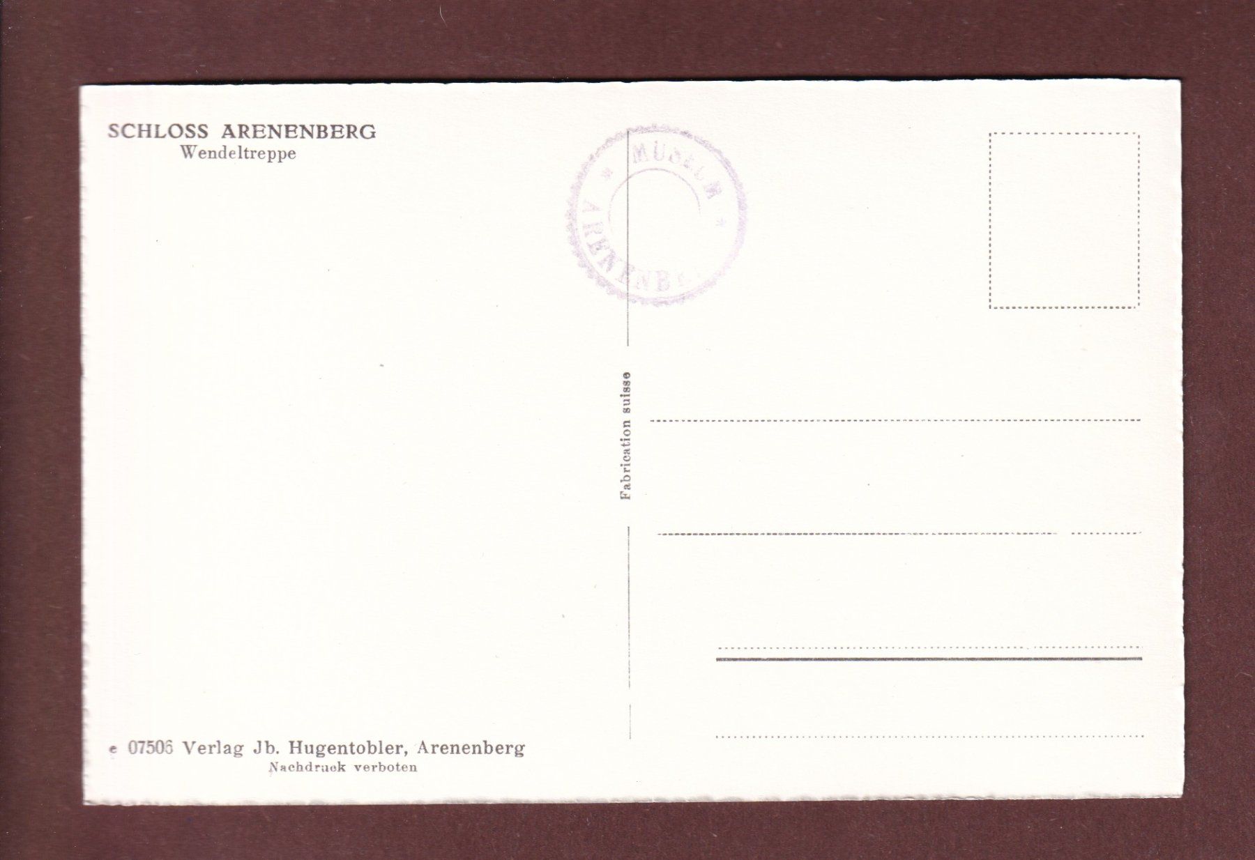 Cartoline postali: Schloss ARENENBERG - Wendeltreppe – Usato da Pully venduto da nicecards-shop 1