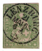 Strubel grün mit perfektem Vollstempel von LENZBURG, TOP!