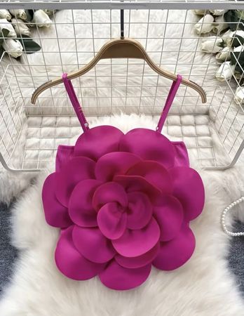 Débardeur rose avec fleur 3D - Taille M