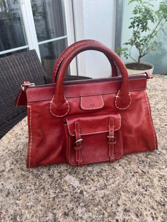 Chloé Handtasche Leder in hellem Weinrot