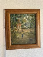 Balinesisches Ölgemälde Dorf-/Tempelszene, ca. 45 cm