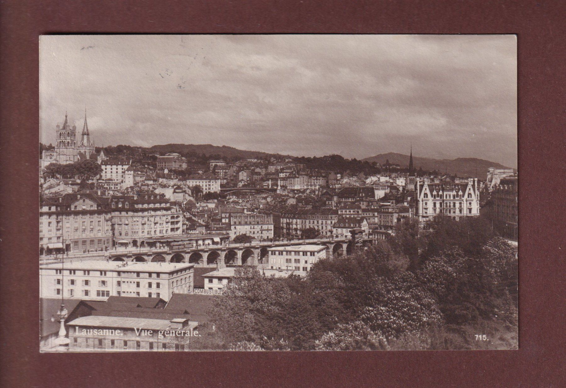 Cartoline postali: LAUSANNE - Vue Partielle - Flon - 1920 – Usato da Pully venduto da nicecards