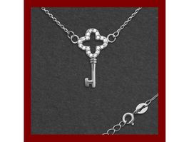 Collier 42 + 5cm Schlüssel Silber 925 mit Zirkonias