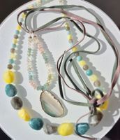 2 KETTE HALSKETTE SET ECHT STEIN NP 590 CHF ATELIER SCHMUCK