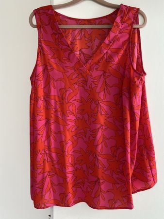 Top neu von Evans 48 in A Linie Blumenmuster Pink Rot