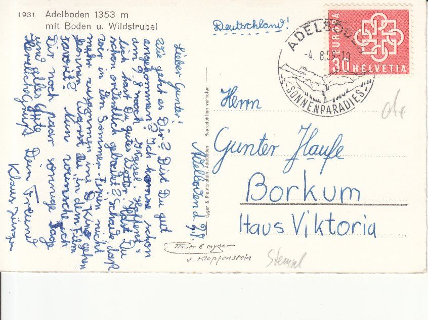 Cartes postales: Adelboden 1959 – D'occasion à Bürglen TG par StampGraf 1