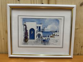 Handgemaltes Aquarellbild, Griechenland Motiv, Top Zustand