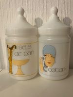 Pots de salle de bain en opaline Style Art Déco, Vintage
