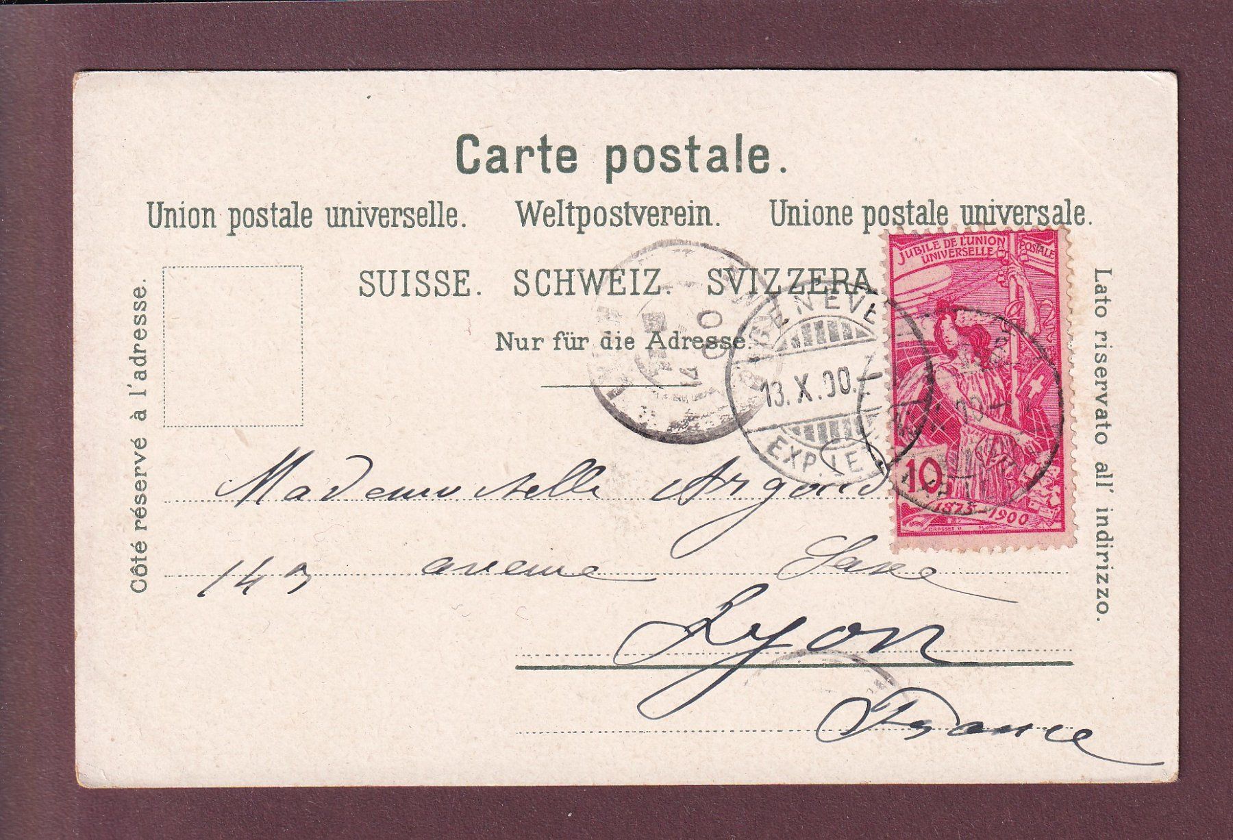 Cartoline postali: POSTKUTSCHE - 1900 UPU – Usato da Pully venduto da nicecards 1