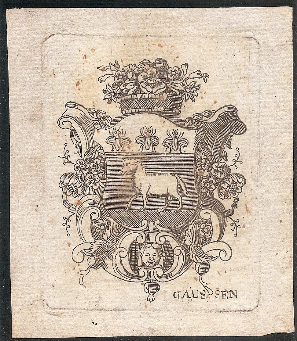 Incisioni: Ex-libris héraldique Pierre Gaussen, Genève, Languedoc – Usato da Farvagny-le-Grand venduto da OlivierFurrer