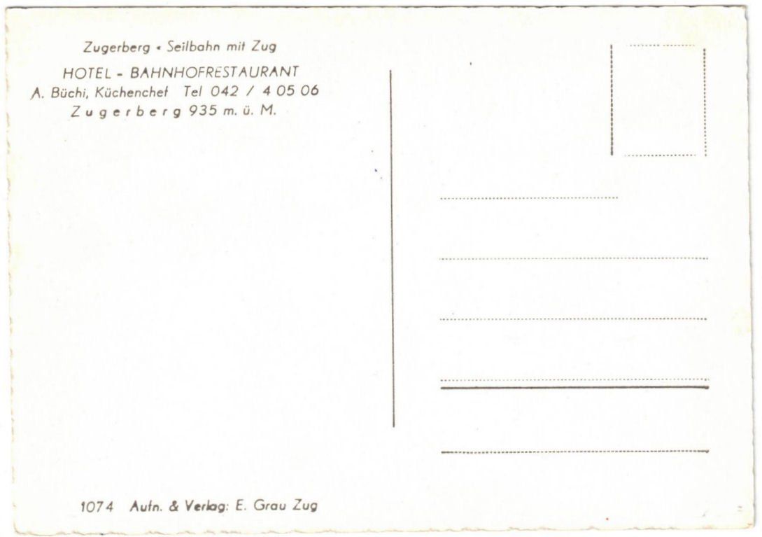 Cartoline postali: Zug - Standseilbahn Zugerberg – Usato da Binningen venduto da Mountainrider 1