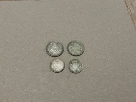 4 x indische Rupien Silber 1940, 1943, 1944
