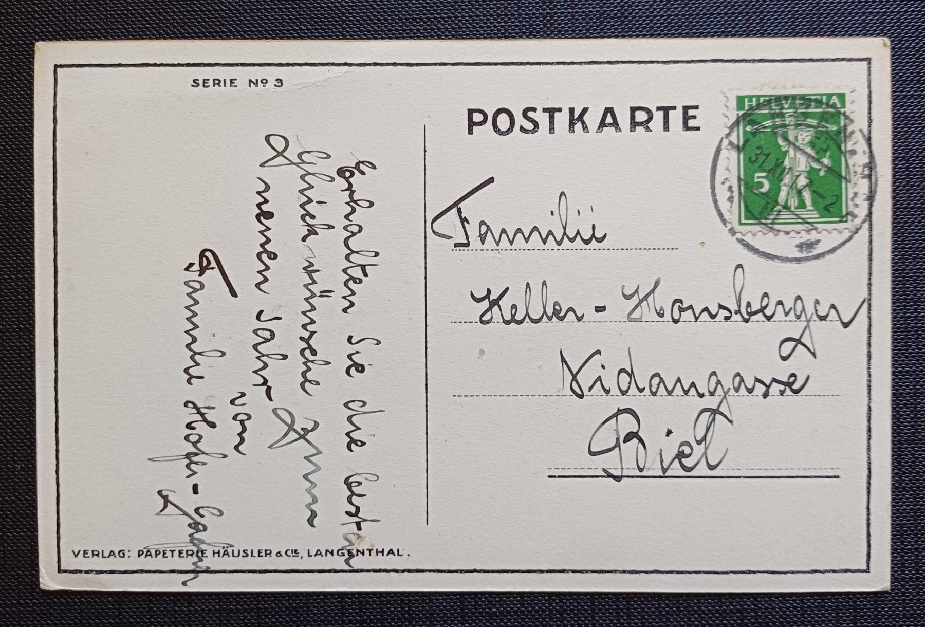 Cartoline postali: AK Bärengasse LANGENTHAL 1917 – Usato da Brittnau venduto da simionius 1